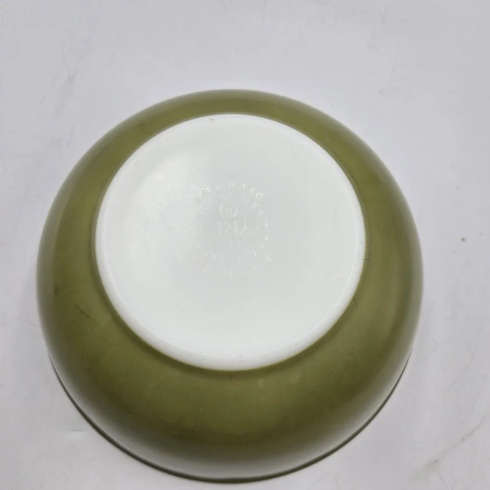 Vintage Pyrex 2 1/2 qt 403 Verde Avocado Green Nesting Bowl 9